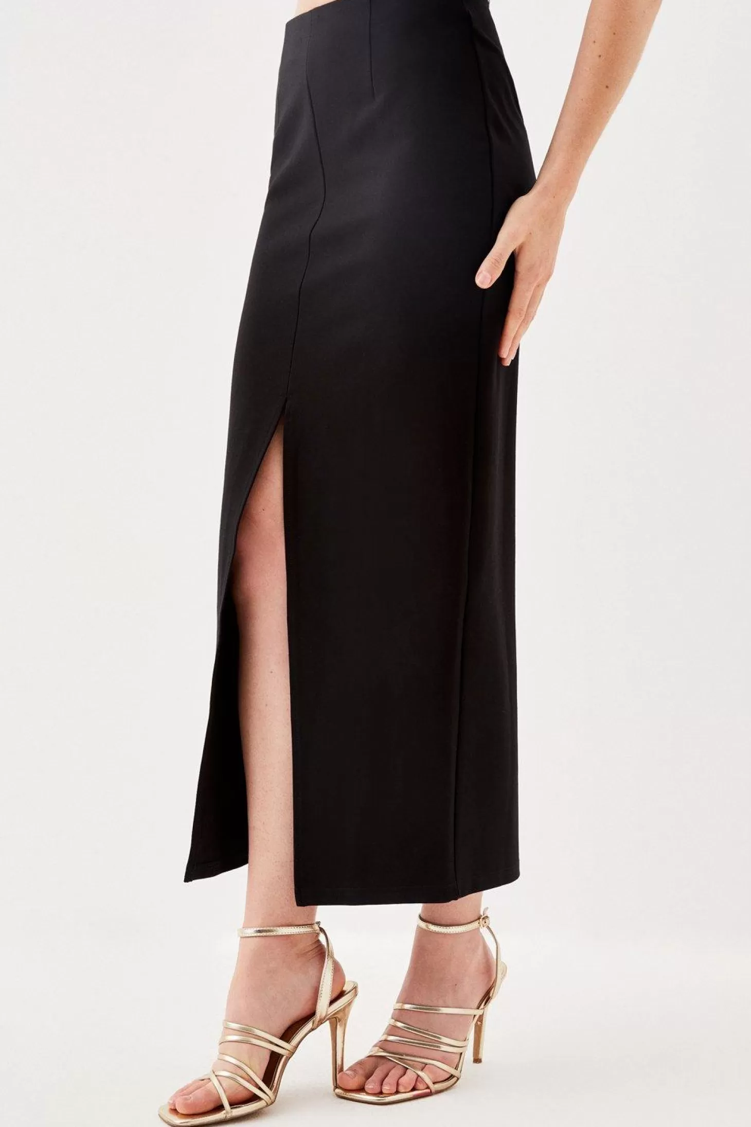 Karen Millen Ponte Strappy Crop Top And Split Front Skirt Jersey Set