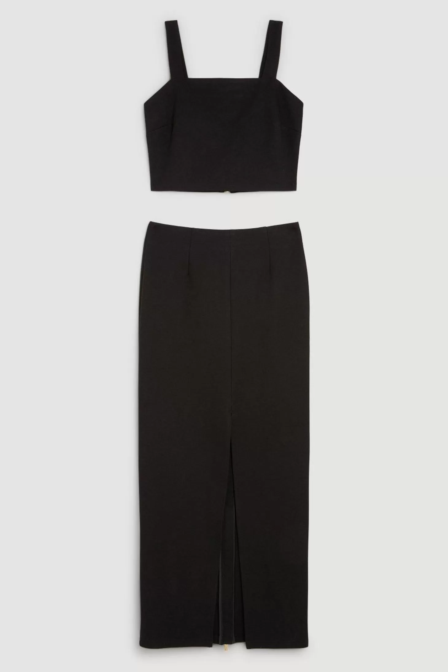Karen Millen Ponte Strappy Crop Top And Split Front Skirt Jersey Set