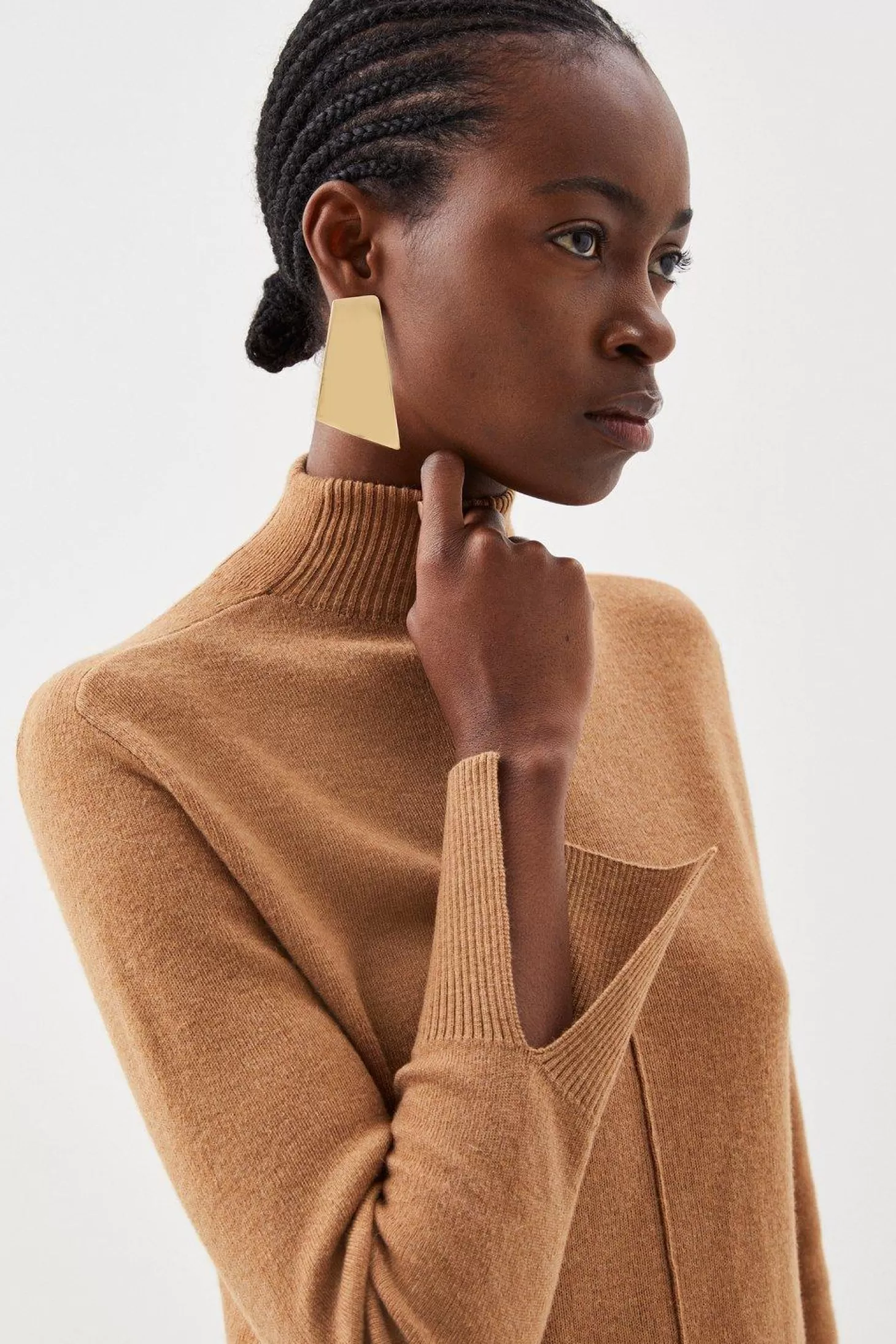 Karen Millen Premium Alpaca Wool Blend Knit Swing Mini Dress With Funnel Neck
