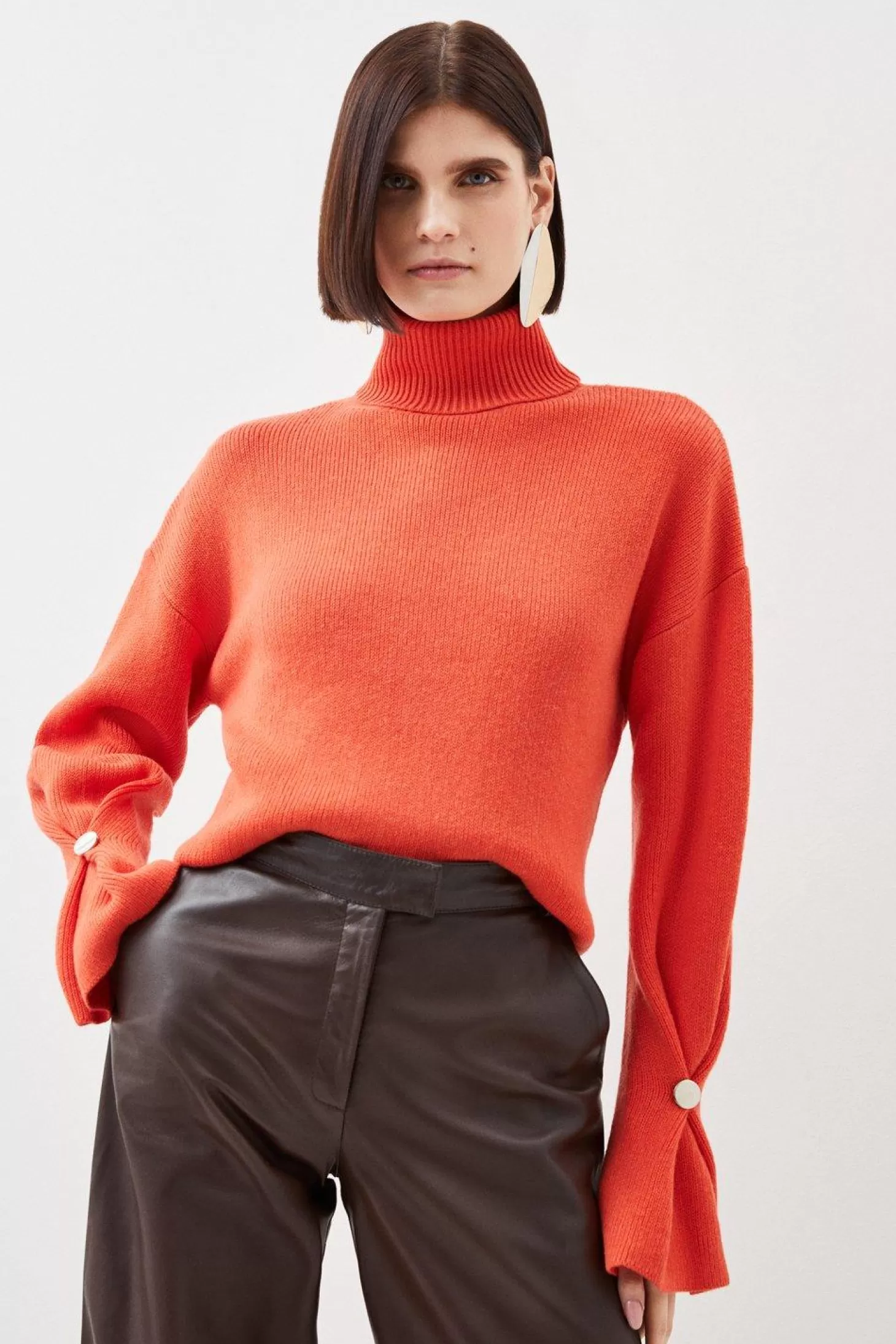 Karen Millen Premium Alpaca Wool Blend Mid Weight Knit Full Sleeve Sweater