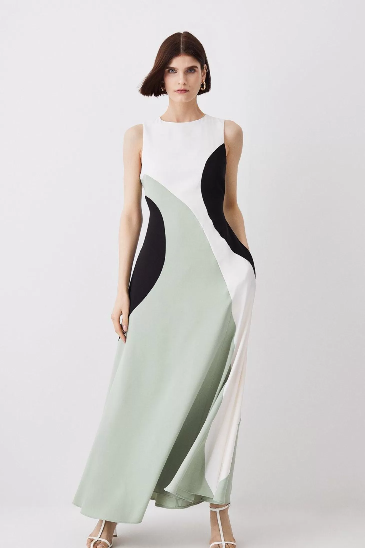 Karen Millen Soft Tailored Color Block Midiaxi Dress
