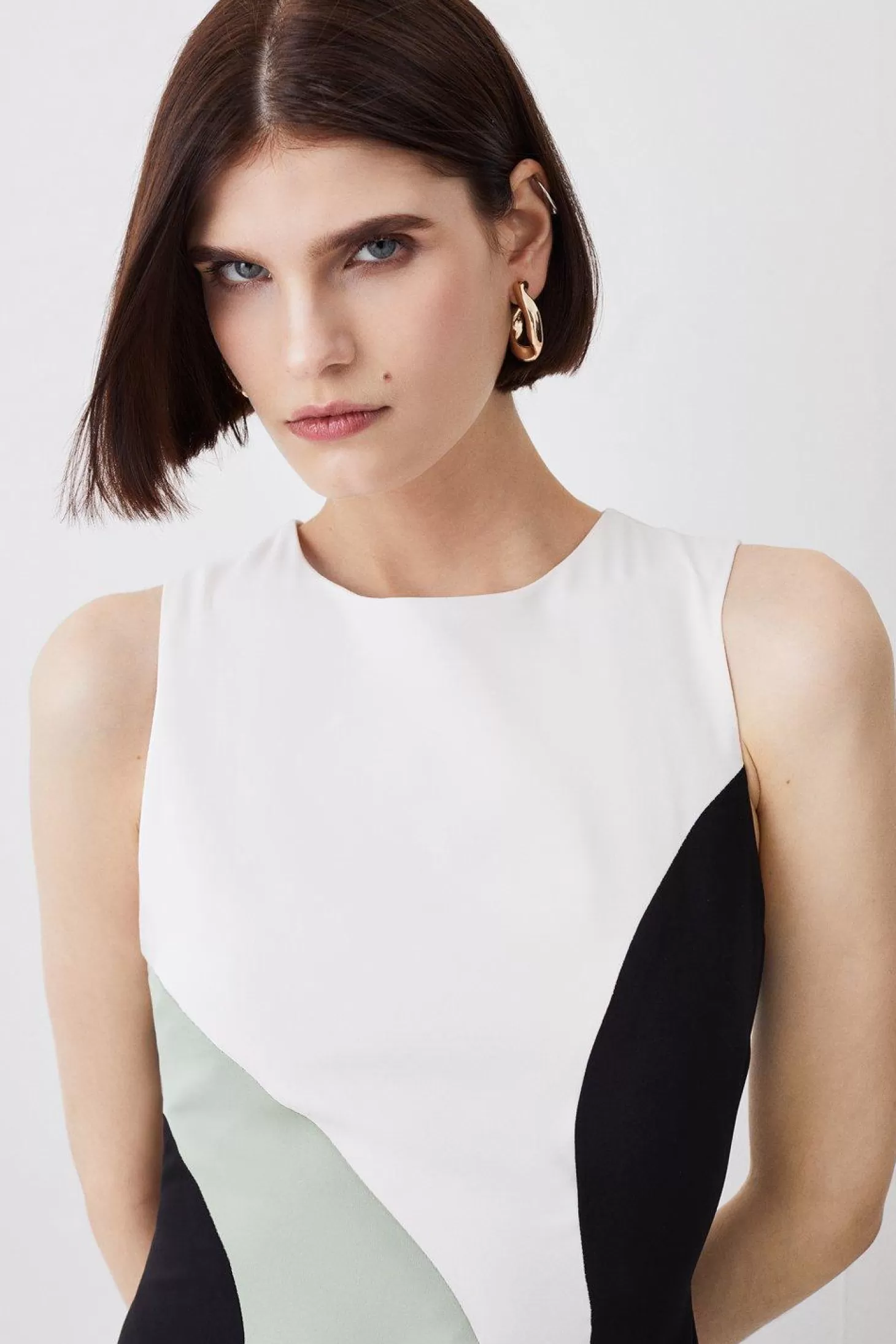 Karen Millen Soft Tailored Color Block Midiaxi Dress