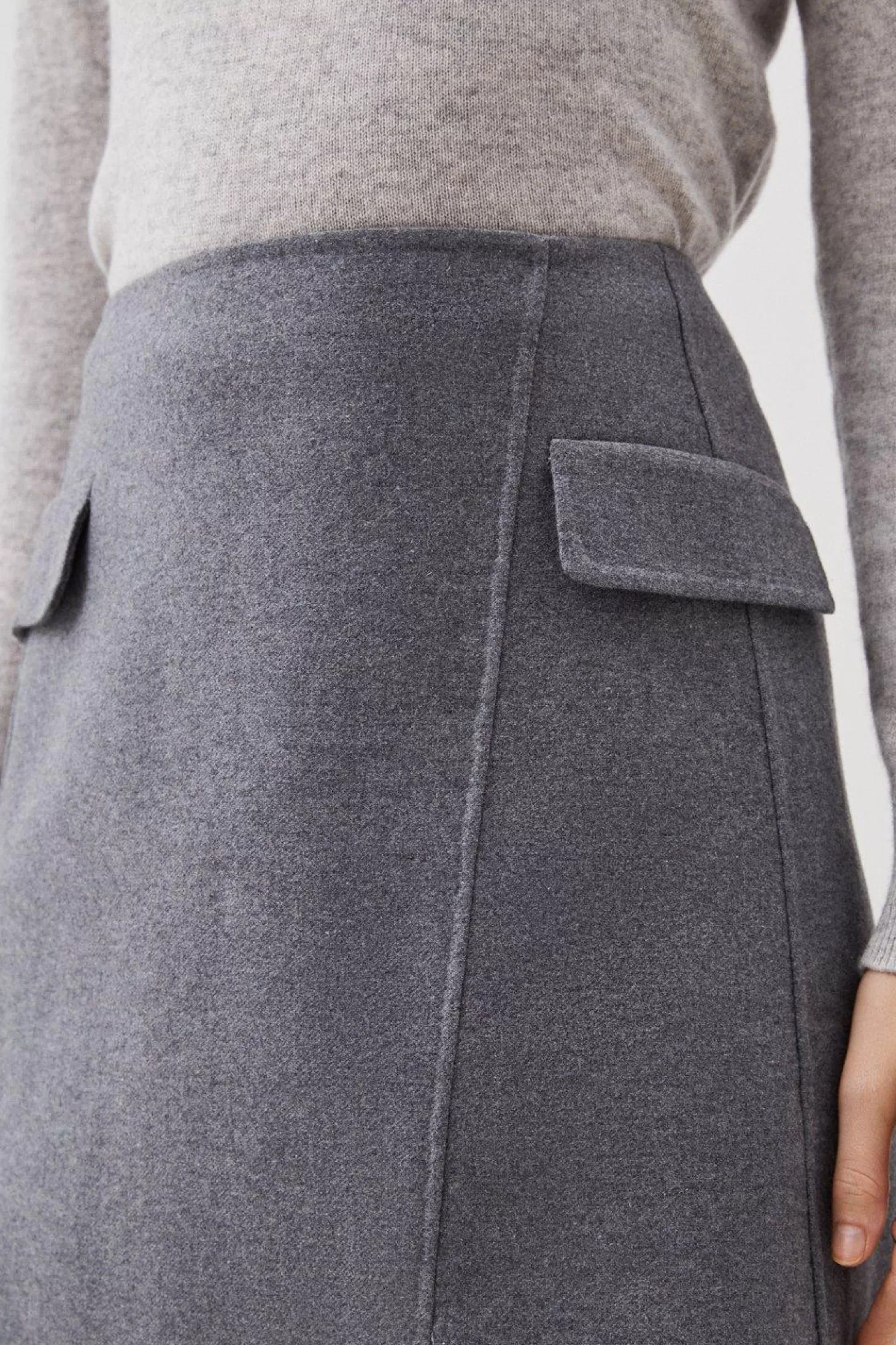 Karen Millen Tailored Double Faced Wool Blend Pocket Detail Mini Wrap Skirt