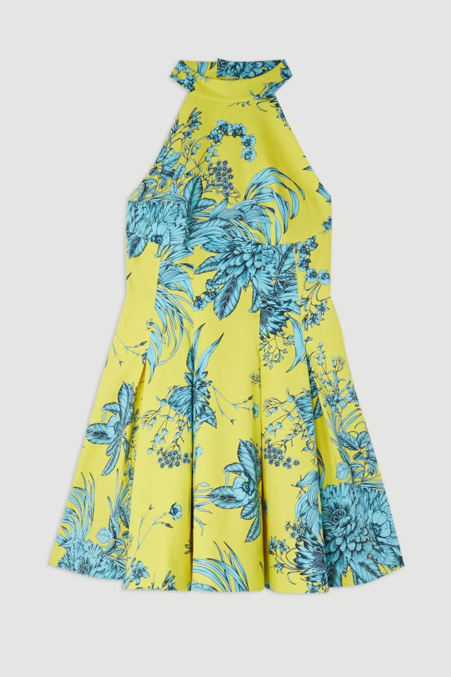 Karen Millen Tailored Hand Drawn Floral Halter Neck Mini Dress