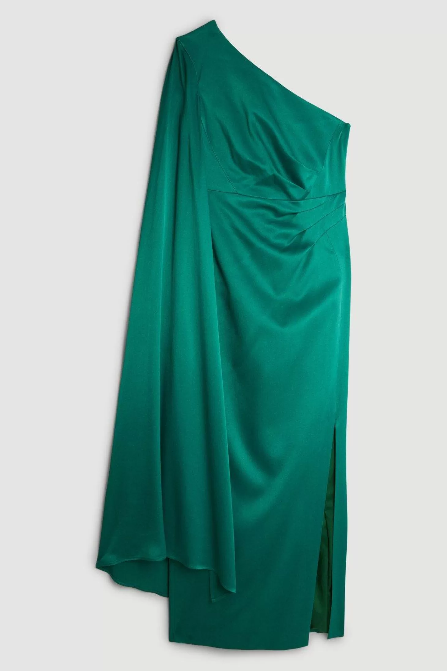 Karen Millen Tailored Satin Back Crepe Drape One Shoulder Maxi Dress
