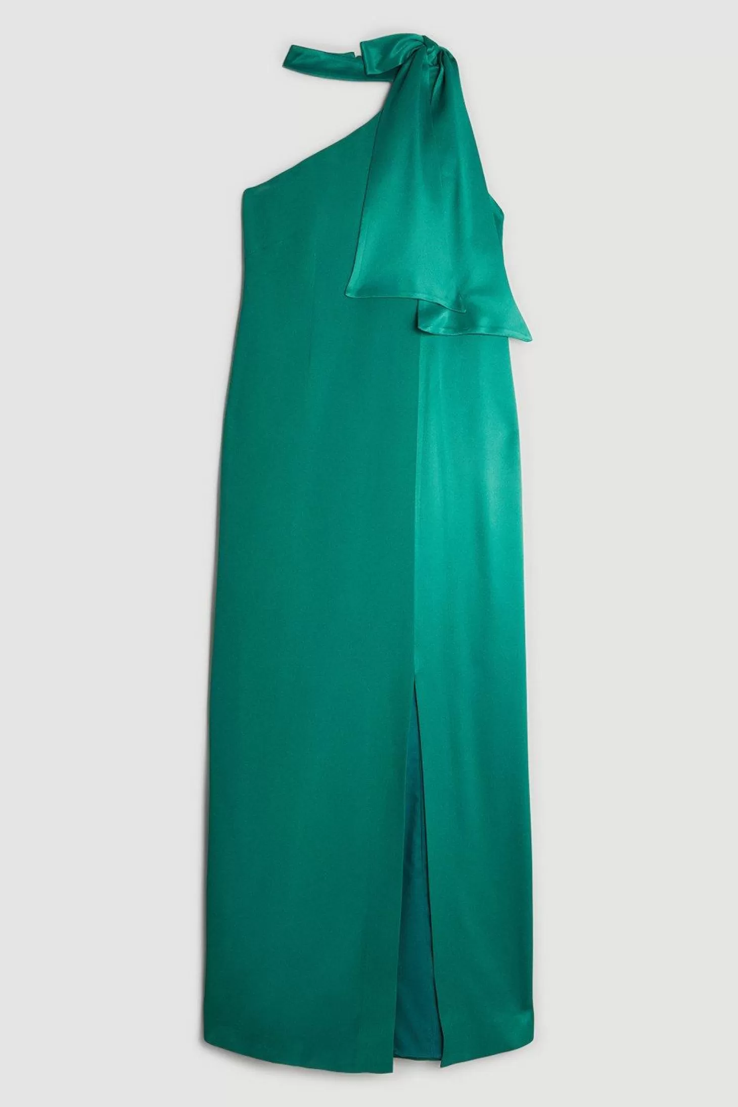 Karen Millen Tailored Satin Back Crepe Tie Neck Contrast Panel Maxi Dress