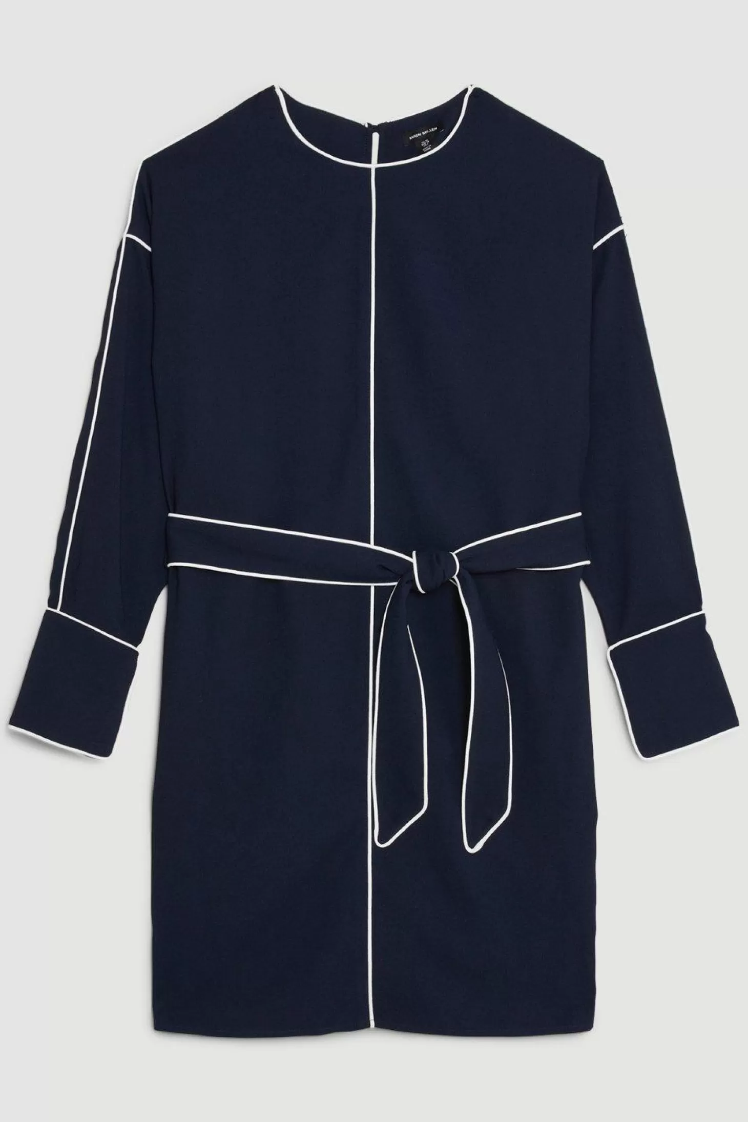 Karen Millen Tall Mono Satin Back Woven Crepe Contrast Piping Mini Dress