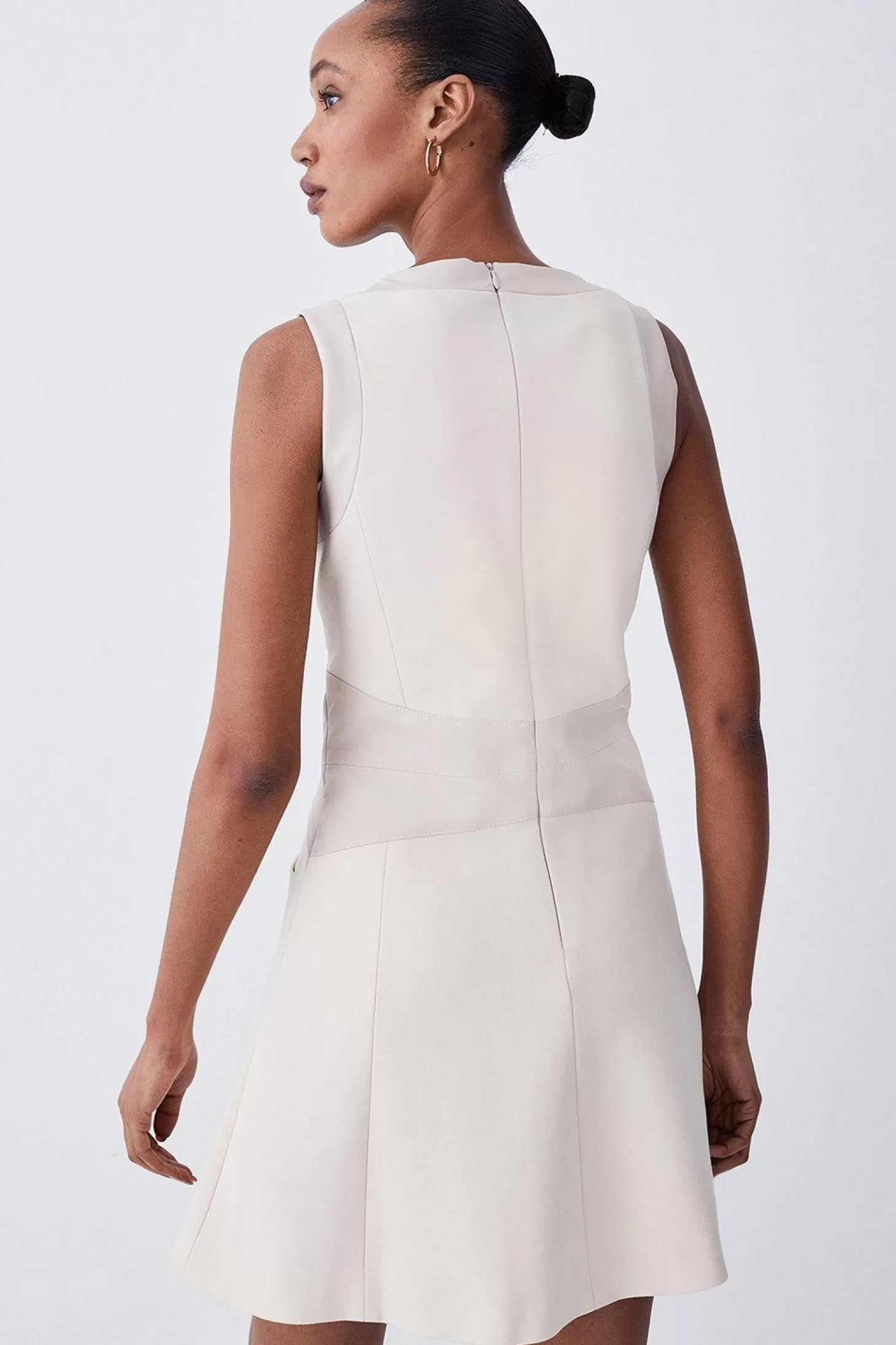 Karen Millen Tall Ponte & Faux Leather A Line Flippy Mini Dress