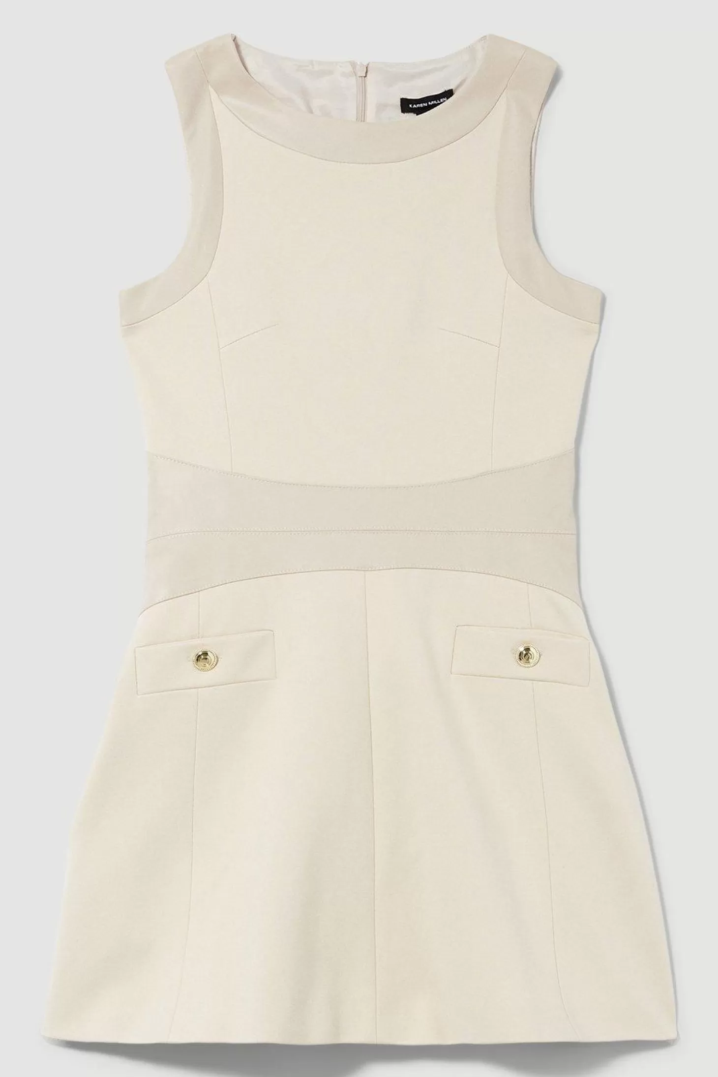 Karen Millen Tall Ponte & Faux Leather A Line Flippy Mini Dress