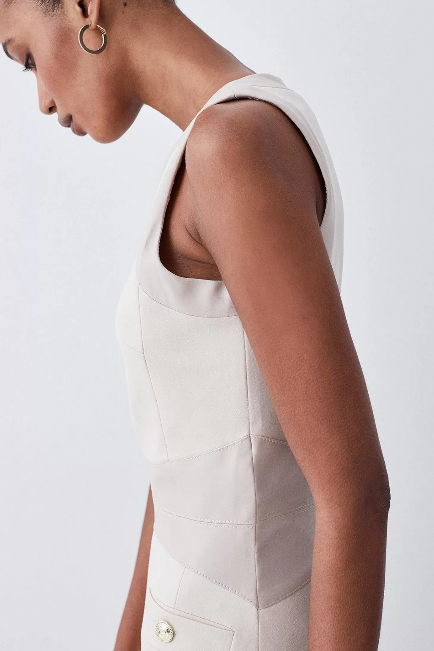 Karen Millen Tall Ponte & Faux Leather A Line Flippy Mini Dress
