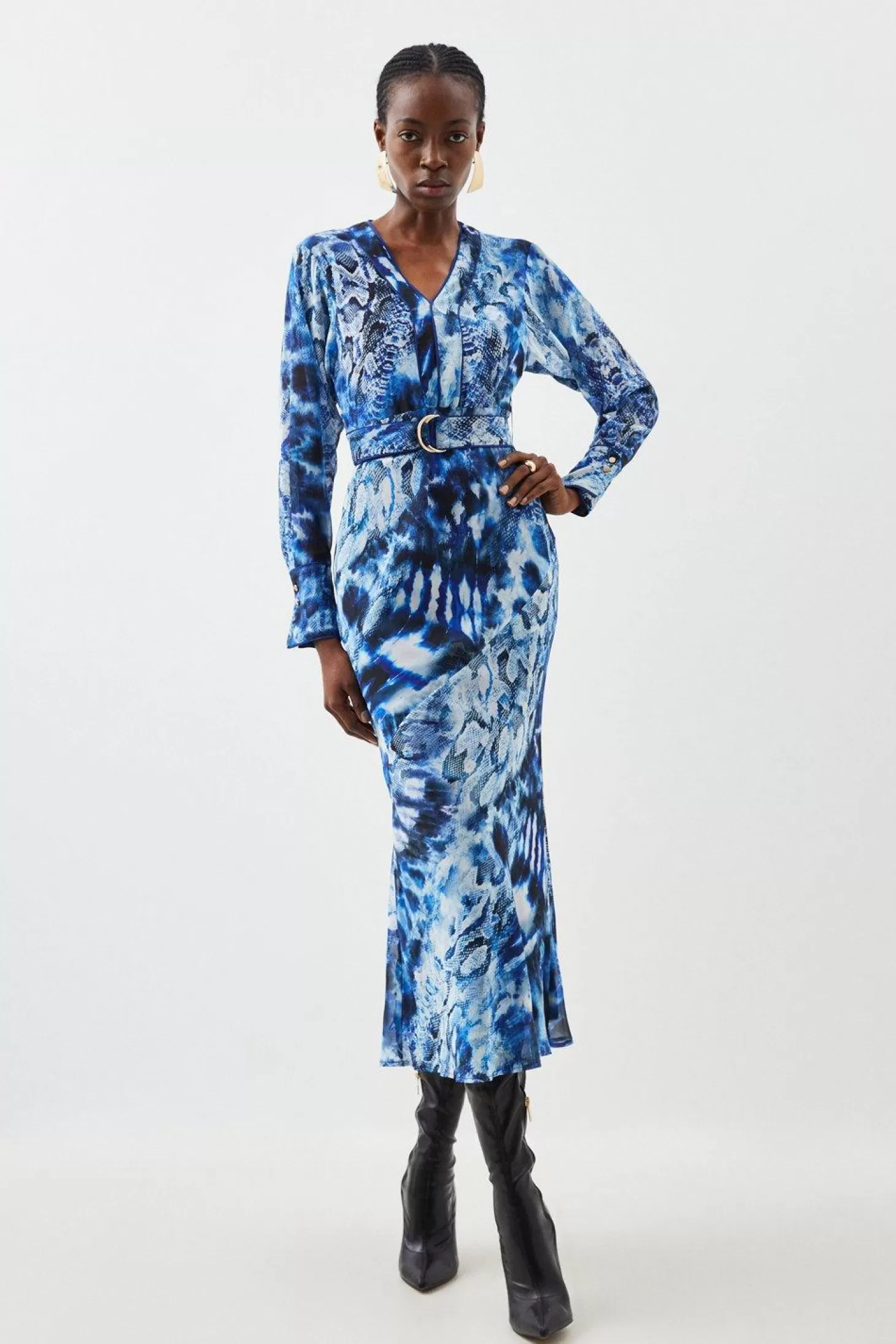Karen Millen Tall Georgette Woven Maxi Dress With Scarf Detail