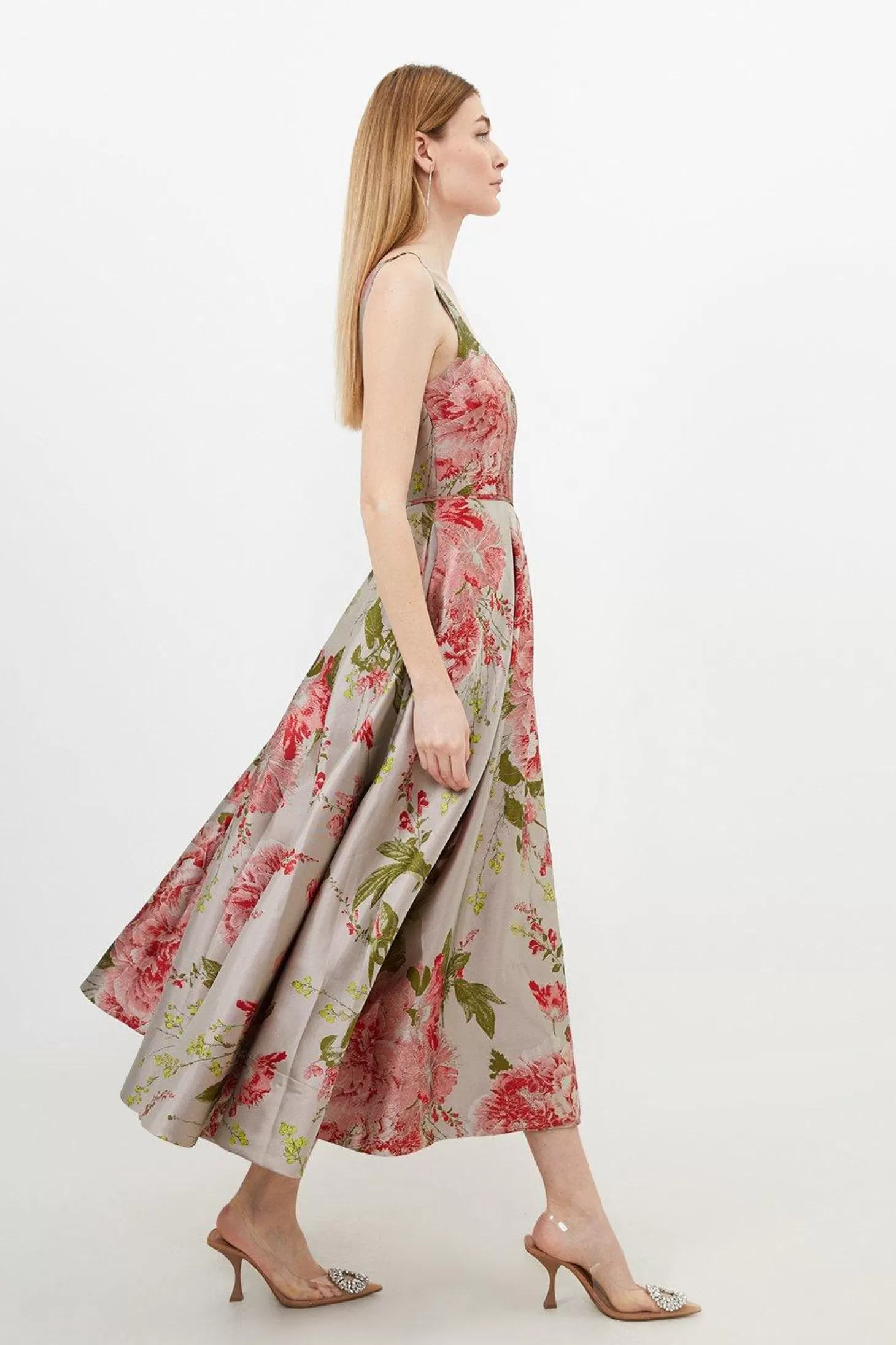 Karen Millen Vintage Print Prom Woven Maxi Dress